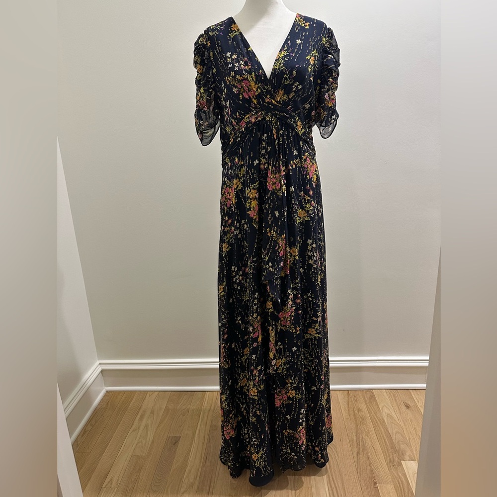 Shoshanna Midnight maxi evening dress in navy with a floral pattern size 12